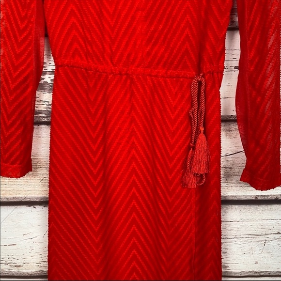 H&M Katy Perry holiday Red Chiffon Maxi Dress - Picture 6 of 16